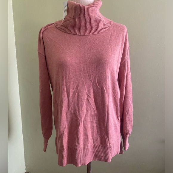 NWT Perfect Ann Taylor Loft Soft Cotton Blend Cowl Pink Peach Sweater - Picture 4 of 7